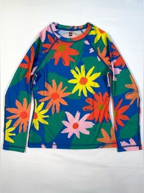 TEA Girls Floral Rash Guard Long Sleeve Swim Top 8 Bright Summer Beach Tropical